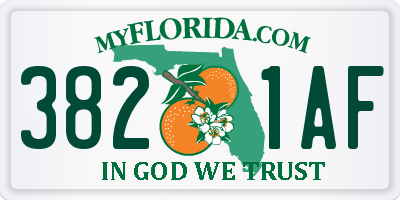 FL license plate 3821AF