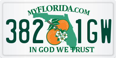 FL license plate 3821GW