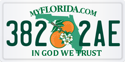 FL license plate 3822AE