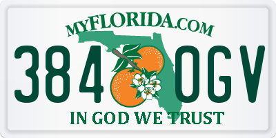 FL license plate 3840GV