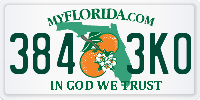FL license plate 3843KO