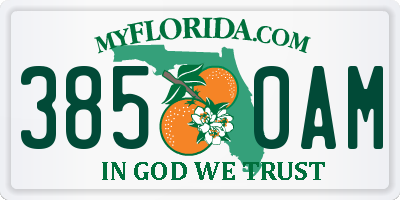 FL license plate 3850AM
