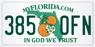 FL license plate 3850FN