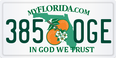 FL license plate 3850GE