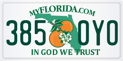 FL license plate 3850YO