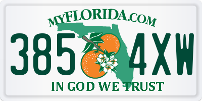 FL license plate 3854XW
