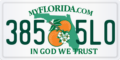 FL license plate 3855LO