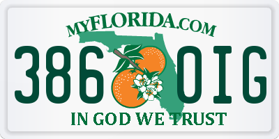 FL license plate 3860IG