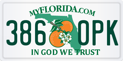 FL license plate 3860PK