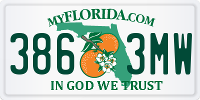 FL license plate 3863MW