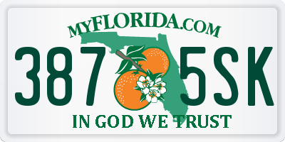 FL license plate 3875SK