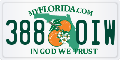 FL license plate 3880IW