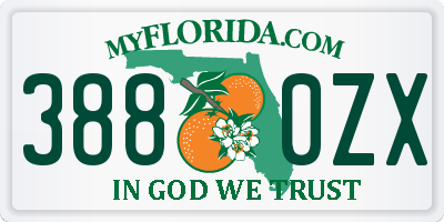 FL license plate 3880ZX