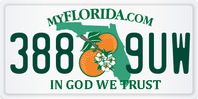 FL license plate 3889UW