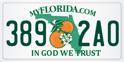FL license plate 3892AO