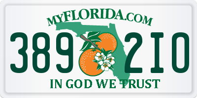 FL license plate 3892IO