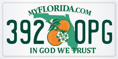 FL license plate 3920PG