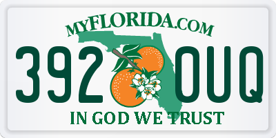FL license plate 3920UQ