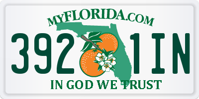 FL license plate 3921IN