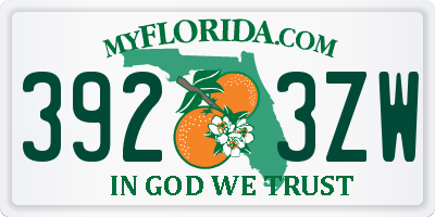 FL license plate 3923ZW