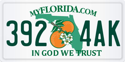 FL license plate 3924AK