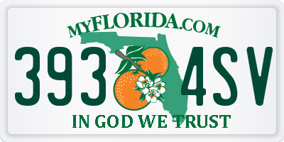 FL license plate 3934SV