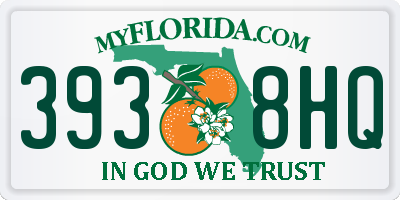 FL license plate 3938HQ