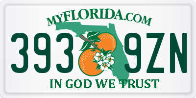 FL license plate 3939ZN