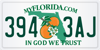 FL license plate 3943AJ