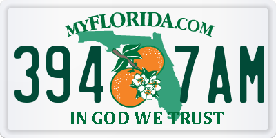 FL license plate 3947AM