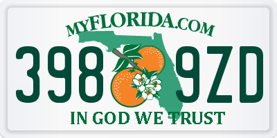 FL license plate 3989ZD
