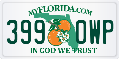 FL license plate 3990WP
