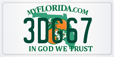 FL license plate 3DG67