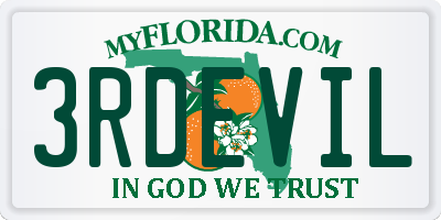 FL license plate 3RDEVIL