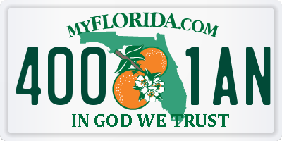 FL license plate 4001AN