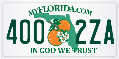FL license plate 4002ZA