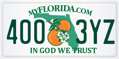 FL license plate 4003YZ
