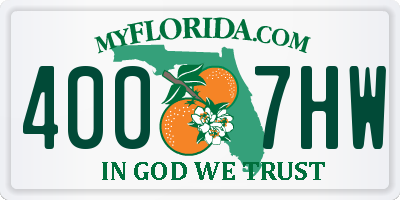 FL license plate 4007HW