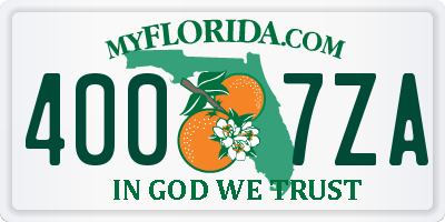 FL license plate 4007ZA