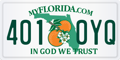 FL license plate 4010YQ