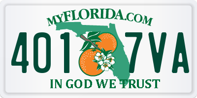 FL license plate 4017VA