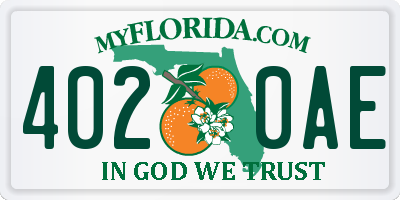 FL license plate 4020AE