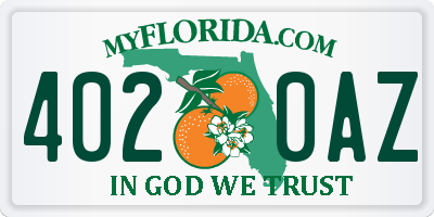 FL license plate 4020AZ