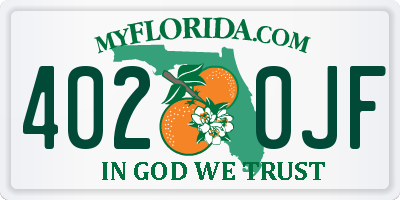 FL license plate 4020JF