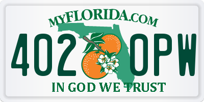 FL license plate 4020PW