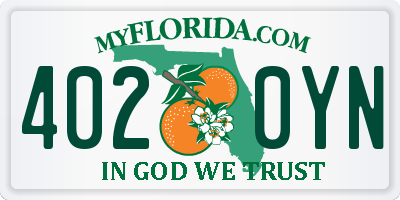 FL license plate 4020YN