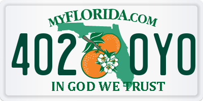 FL license plate 4020YO