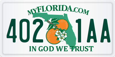FL license plate 4021AA