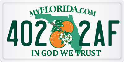 FL license plate 4022AF