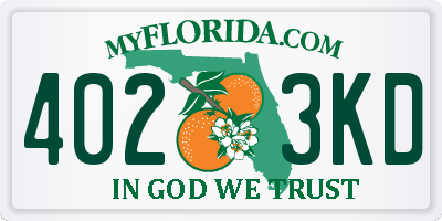 FL license plate 4023KD